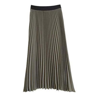 China Elegant Breathable Loose Elastic Chiffon Waist Korea Shape Indie Style Ladies To Suit Office Skirts for sale