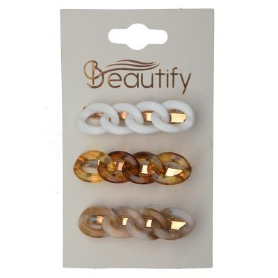 China Hair Rack 3 Count Chain Clips For Women And Girls Amber Hair Clip Daily Life Barrettes for sale