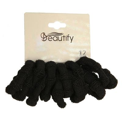 China Hair Holder 12pcs 3.5 Inch All Black Pony Pony Grip Nodded Hair Elastics Strong Hair Band Holders For Women And Girls Fashion for sale