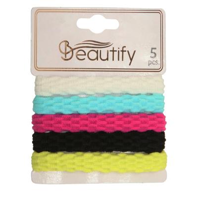 China 5pcs Hair Holder Spotted Terry Elastic-Color Hold Pattern Strong Hair Band Non-slip Pony Holders For Women And Girls Fashion Hair Tie for sale