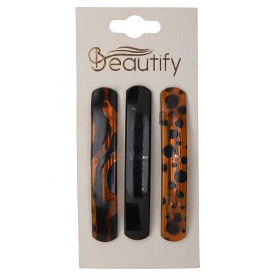 China Hair Rack 3 Count French Design Clip Tortoiseshell Style Barrettes For Women And Girls Fashion Auto Clips for sale