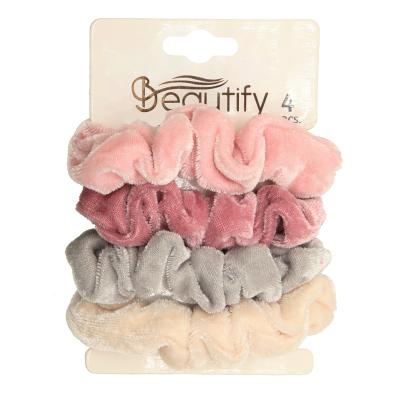 China Hair Decoration and Ponytail Holding New Design Women Velvet Scrunchies 4 PCs Style Simple Colorful Hair Bands for Women and Girls in Daily Life for sale