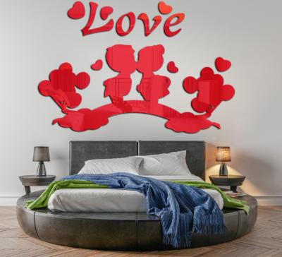 China Decoration Acrylic Plastic Love Wall Room Bedroom Paste Wall Mate Sheet Acrylic Mirror for sale