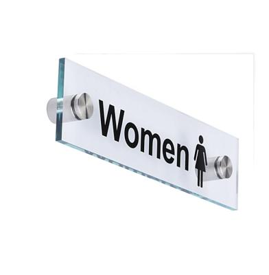 China Buildings Workshop Series 8 x 2 Door Sign Women Men Printed Dead Ends Clear Toilet Acrylic Signs for sale