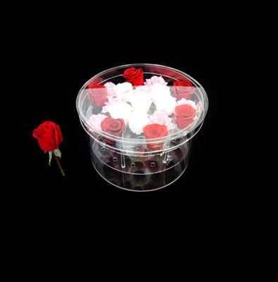 China Modern Customized Acrylic Flower Box Dry Flowers Round Acrylic Flower Box for sale