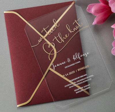 China Wedding DIY Decor Sewing Cover Box High End Hard Wedding Invitations With Clear Acrylic Wedding Invitation Card for sale