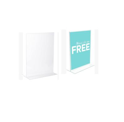 China New Design Clear Acrylic Sign Display Stand Table Name Price Tag Holder Adversting Stand Up Acrylic Menu Card for sale