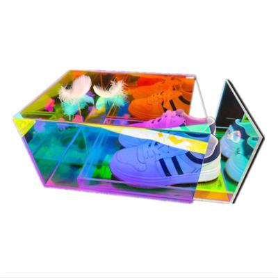 China Minimalist Full Color Acrylic Shoe Display Boxes For Color Display Wholesale Box for sale