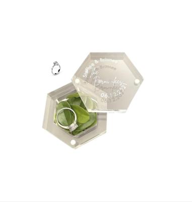 China Luxury Jewelry Sotrage Clear Jewelry Boxes Hexagon Wedding Ring Box Acrylic for sale