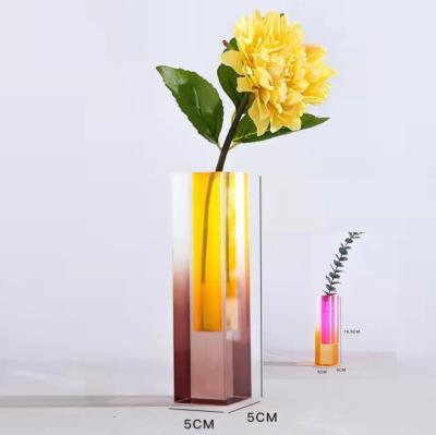 China Exquisite handmade acrylic flower stand flower vase acrylic home decoration minimalist home color for sale