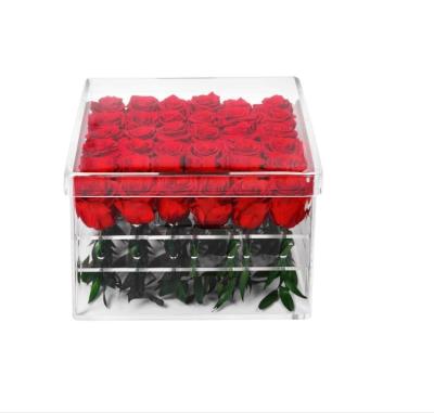 China 2021 Luxury Acrylic Flower Boxes Soap Rose Gift Packaging Acrylic Flower Box Custom Design Boxes For Flowers for sale