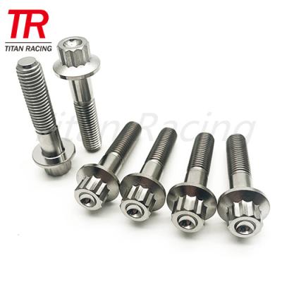 China Gr5 Titanium Alloy M7x32 12 Point Flange Rim Head Titanium Split Bolt Nut For for sale