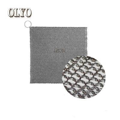 China Sustainable Stainless Steel Small Ring Welded Chainmail Scrubber Brush For Cast Iron Pan for sale