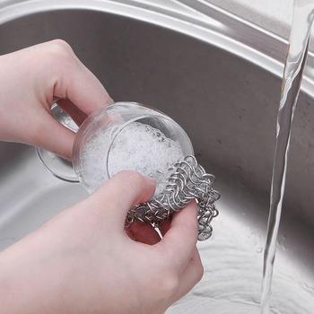 China 4 Inch 304 Welded Kitchen Chainmail Stainless Steel Scrubber / Cast Iron Cookware Filters Scrubber for sale