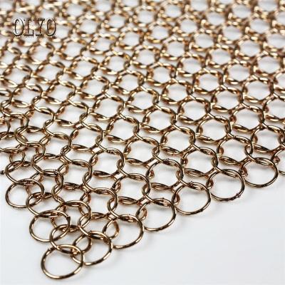 China Long Life Customized Metal Ring Mesh Curtain / Decorative Chain Mail Metal Screen Mesh for sale