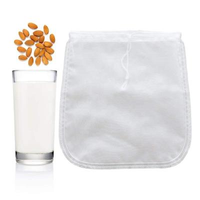 China Reusable Premium 18 x 20 cm Mesh Nylon Mesh Nut Milk Fine Bag for Almond Soy Milk for sale