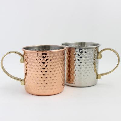 China Disposable Moscow Mule Cup Copper Cup Copper Disposable Stainless Steel Handle Beer Drinkware Cup Gold Cup With Handle for sale