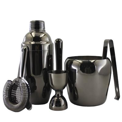 China Custom Logo Bartender Black Stainless Steel Cocktail Shaker Set Bar Tools For Bar/Bar/Club Success Amazon for sale