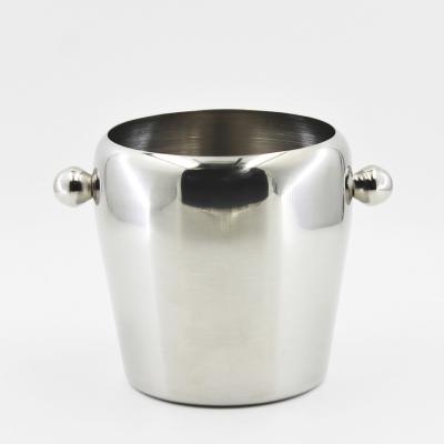 China Factory Direct Customized Luxury Metal Stainless Steel Wine Cooler Champagne Ice Bucket With The Handle Viable for sale