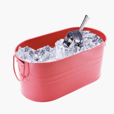 China Large Amazon Sustainable Metal Vintage Beer Ice Bucket Oval Ice Bucket Ice Tub with Handle Buckets, Coolers and Holders Daily 1pc/white Box for sale