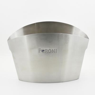 China Vintage 10L Stainless Steel Beer Ice Cooler Oval Ice Bucket Sustainable Ice Tub for sale