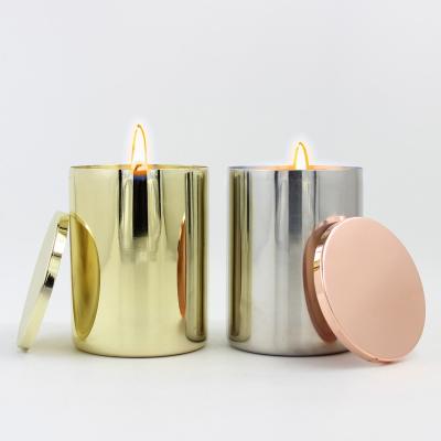 China Home Decoration Stainless Steel Wax Holder Sustainable Candle Container Candle Jar With Lid for sale