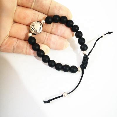 China Religious Handmade Adjustable Catholic Saints Jesus Black Rope Bracelets For Prayer Promotional Product for sale