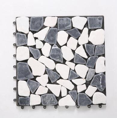 China Modern mix and match of WPC deck tiles with stone pebble deck tiles for sale