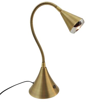 China Goose Neck Adjustable Focus Lighting Table Lamp Antique Brass Finish Ignition Touch Rheostat Indoor Led Switch for sale