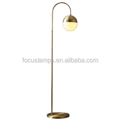 China Mid Century Foyer Lighting Led Floor Lamp 5W Ball Shade And Satin Nickel Metal for sale