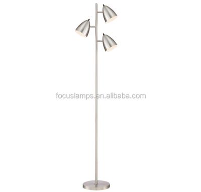 China Traditional Hearth Lighting Three Shades Floor Lamp Designs Finish With Nickel for sale