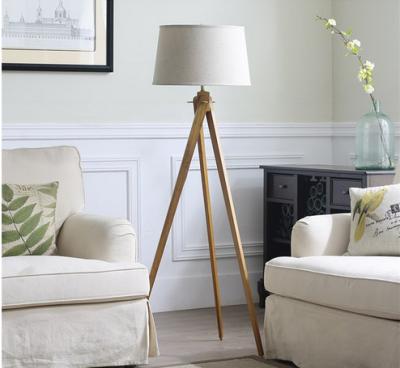 China Modern Wooden Tripod Standing Floor Lamp for sale