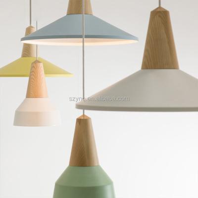 China Wood+aluminum innovation colorful wooden pendant light for sale