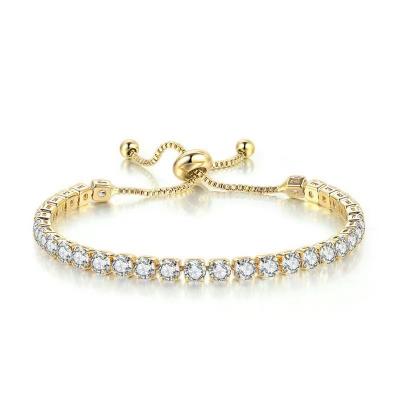 China FASHIONABLE Luxury 4 mm 18k Gold Plated Geometric Crystal Bracelet Sparkling Cubic Zirconia Tennis Chain Bracelet For Women for sale