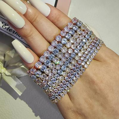 China Trendy Fancy Trendy 3mm 4mm 5mm Real Gold Plated Tennis Bracelet Glitter Iced Out Zircon Tennis Chain Bracelets For Women for sale