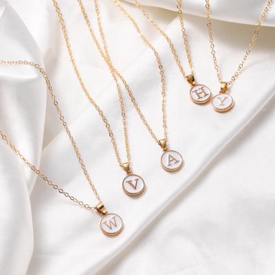 China Simple Europe and America Fashion 18K Gold Plated Alphabet Necklaces Jewelry Bling Zircon CZ Initial Letter Capital Choker Necklace for sale