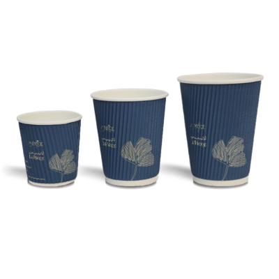 China Recyclable High Quality HD Printing No Smell Disposable Drink Ripple Takeaway Hot Wallpaper Cups for sale