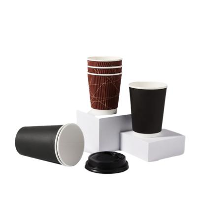 China Recyclable Popular Odorless Red Ripple Double Wall Paper Cup With Lid for sale