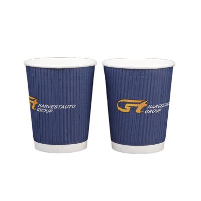 China Ripple 4/7/8/12OZ Recyclable Wall Mounted Drinking Mug Logo Printed Disposable Paper Coffee Mugs for sale