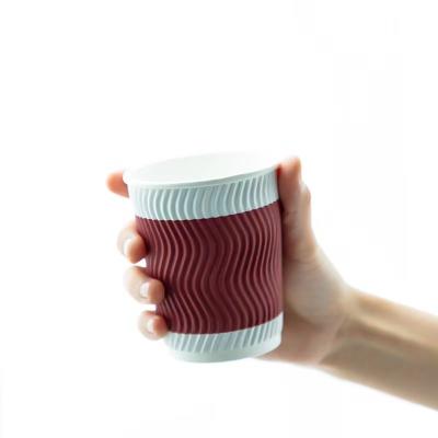 China Factory direct sales recyclable thickened disposable paper cups with lids milk tea coffee cups beverage hot packaging paper cups for sale