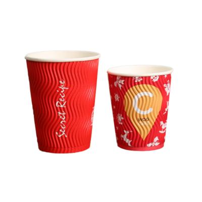 China YUNDA Paper Cups Manufacturer 4/7/8/12oz Ripple Wallpaper Cup Recyclable Disposable Corrugated Paper Cups for sale