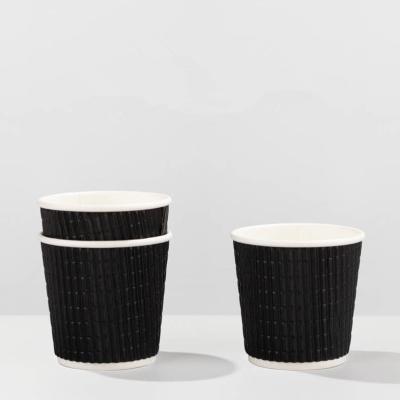 China 2023 high quality disposable black small capacity mini size ripple recyclable double wallpaper cups for sale