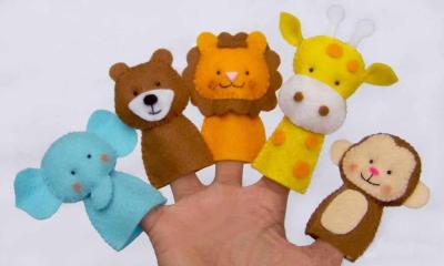 China Funny Wild Animal Felt Finger Puppets , Cute Monkey Finger Puppets for sale