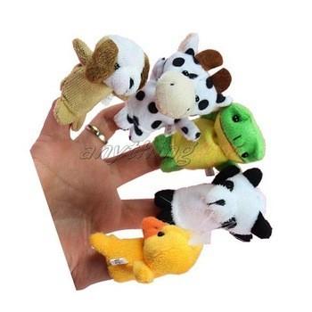 China ON 10x Cartoon Biological Animal Finger Puppet Plush Toys Child Baby Favor Dolls for sale