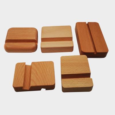 China PORTABLE Rectangular Wooden Cell Phone Base Storage Cell Phone Desk Bracket for sale