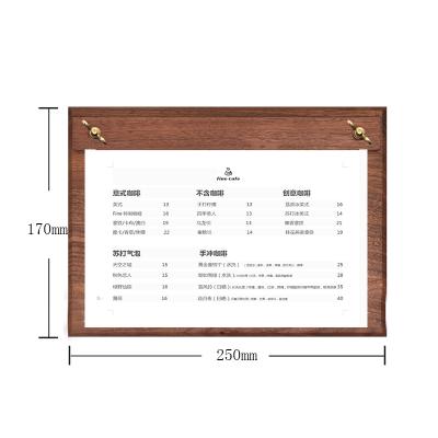 China A4a5 production price display card menu and design clip display stand modern simple customized wooden coffee price order order for sale