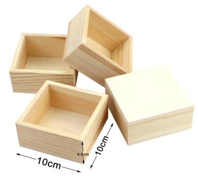 China Europe Best Selling Wood Storage Organizer Square Container Craft Box Wooden Box For Small Plants Or Flowers for sale