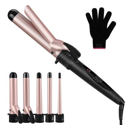 China Salon.home 5 in 1 Clip Hair Iron Curls Anti-scalding Professional Hair Curling Iron LCD Display Hair Curler Set for sale