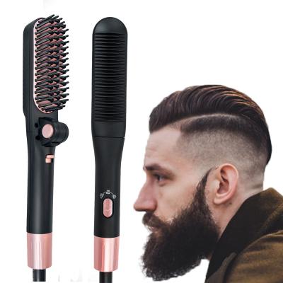 China Brush Hair Straightener Non Slip Design Electric Beard Hair Straightener Brush Hot Comb For Men's Short Hair for sale