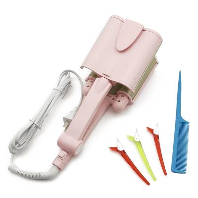 China New Three Barrel Home Use Safety Big Wave Ceramic Ionic Hair Curler Automatic Curling Iron With Triple Barrel Hair Diffuse Hair Curler for sale